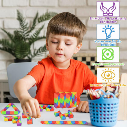 GOLDGE 24 pieces 24 blocks Magic Snake Small gifts for kids, cube puzzle magic snake as party favors children's birthday 5 6 7 8 9 10 years, children's birthday party favors and giveaways