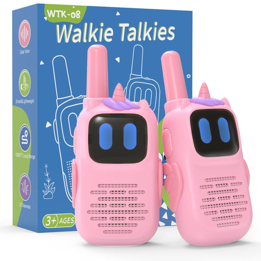 Girl's toy for ages 3-12, Kearui walkie-talkie kids radio with unicorn silicone case lightweight, unicorn toy walkie-talkie for girls aged 4 5 6 7 8 years (pink)