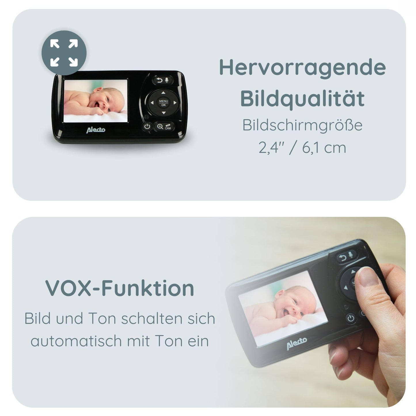 Alecto DVM71BK - Baby monitor with camera with 2.4" color display - Baby monitor - Digital surveillance camera with 300m range - Black