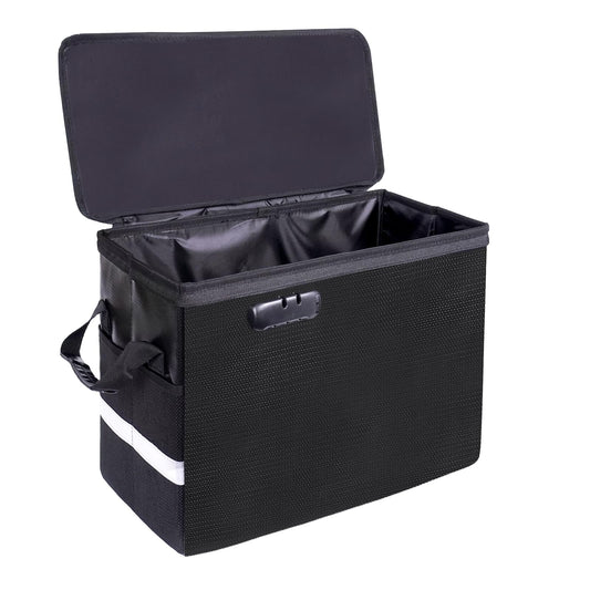 Fireproof comic book storage box 16" X 7.7" X 11.4", waterproof document bag mold and moisture resistant, foldable, lock and zipper, for 150-175 comics