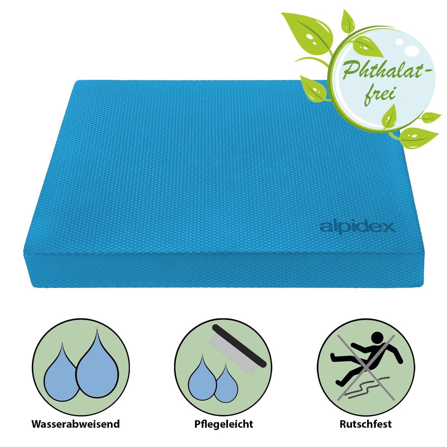 ALPIDEX Balance Pad 48x40x6 cm balance cushion Blue incl. 3 fitness bands Stability Coordination Improved balance Cushion Non-slip Wobble cushion Balance device Balance trainer
