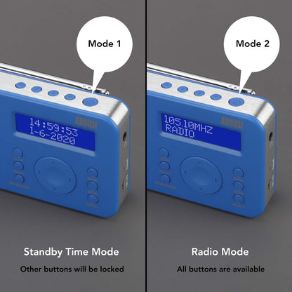 August MB225 - Portable radio with DAB+ / DAB/FM RDS function 40 presets digital radio alarm clock stereo/mono digital radio with sleep timer dual alarm snooze and rechargeable battery audio input.