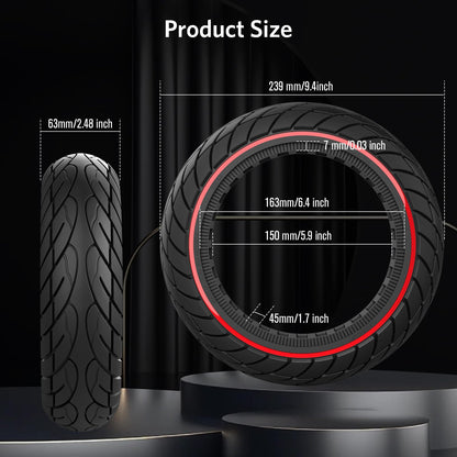 OUXI 10x2.5 Inch Replacement Solid Rubber Tires 60/70-6.5 for Ninebot G30 Max/G30D with Installation Tool for Electric Scooter Solid rubber tires, 10x2.5 replacement wheels, heavy-duty scooter tires (Red Line 2 Pack)