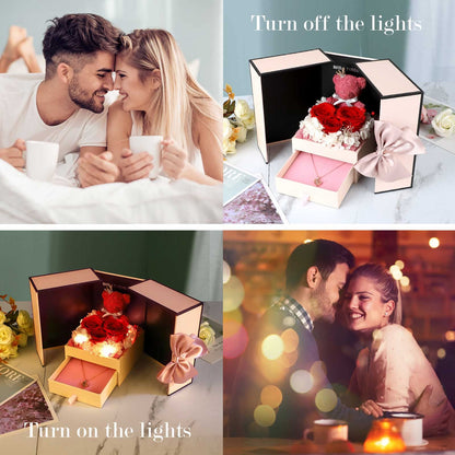 As a mother of a son, Eternal Rose with I Love You in 100 Languages Necklace, Infinity Rose Gift Box for Grandma, Girlfriend, Wife on Mother's Day.