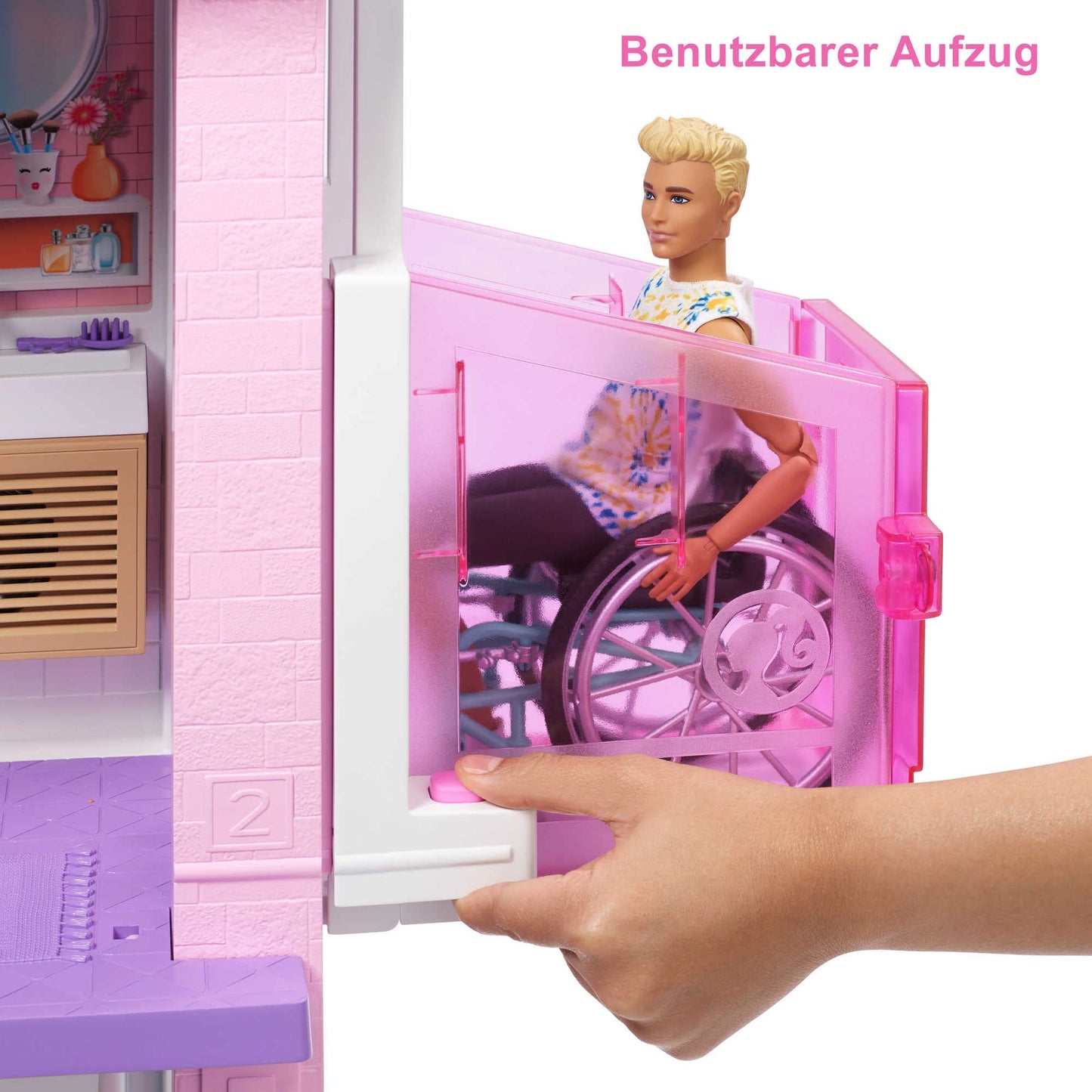 Barbie Dream House (114 cm), 3-story dollhouse with pool, slide, wheelchair lift, 75 accessories, dolls, suitable for children aged 3 and up, GRG93.