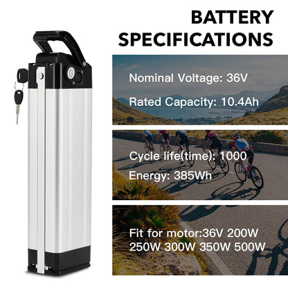 SEASON E-bike battery 36V 10.4Ah / 14.5Ah / 15.6Ah / 18.2Ah for electric bicycle compatible with Phylion/XH370-10J Zhenlong Aldi MiFa Trio.