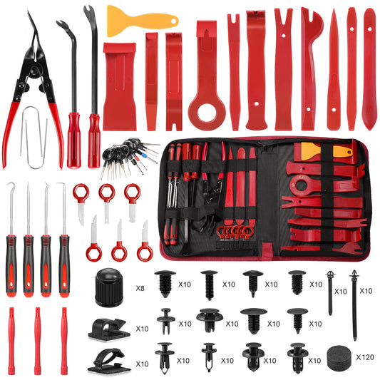 Eaukar Auto Disassembly Tools, 330 Pcs Vehicle Disassembly Trim Removal Wedges Interior Panel Levers, Automotive Tool, Car Panel Removal Tool Car Door Door Panel (Red)