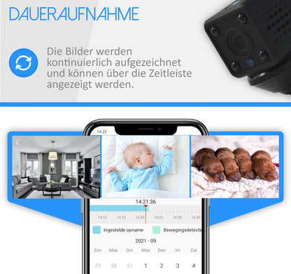 KUUS C2 Mini Camera with motion sensor: compact and mini indoor surveillance camera, live transmission on mobile and WiFi camera, WiFi APP mini camera with recording | Updated New 2024 !