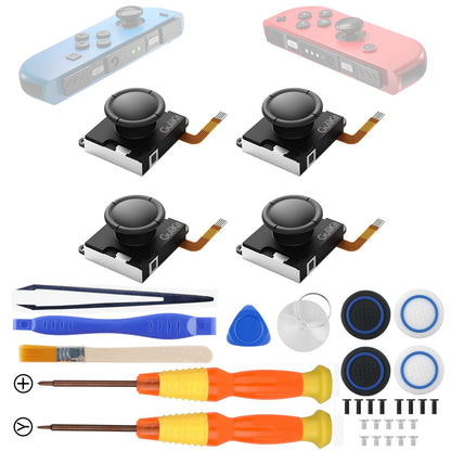 GuliKit Joycon Hall Effect Sensor Joystick 4 Pack, No Drift Joy Con Controller for Switch/OLED/Lite, Low-Power Left/Right Joystick with Repair Tool