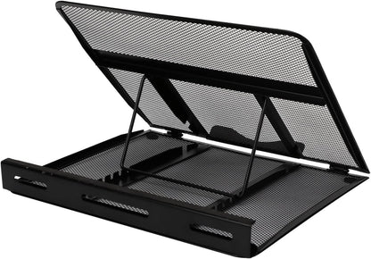 Amazon Basics Ventilated, Adjustable, Ergonomic Laptop Stand, compatible with laptops up to 17.3 inches, 13 x 11.3 x 7.3 inches, Black.