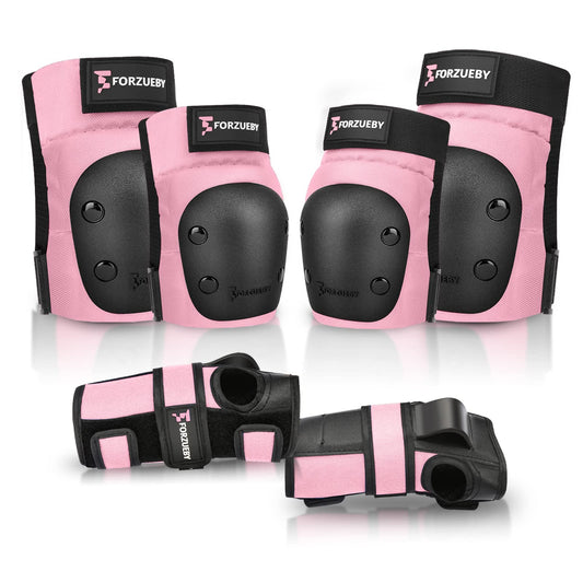 Forzueby knee pads, elbow pads, and wrist guards for adults & kids - 6 in 1 protective gear set for inline skating, skateboarding, scooter riding, BMX, etc.