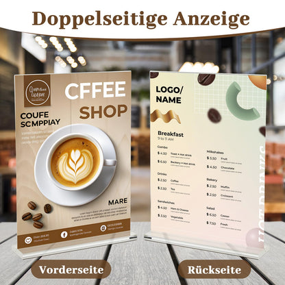 Viymgit 4 Piece Tabletop Stand DIN A4, clear T-shaped vertical Acrylic A4 Advertiser, desk stand for advertising, menu, signage.