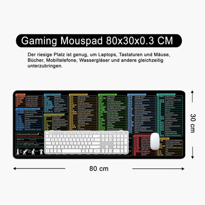Excel mouse pad German, mouse pad Large 80x30x0.3cm Gaming mouse pad XL desk pad Large mouse pad Office accessories Desk pad (German)