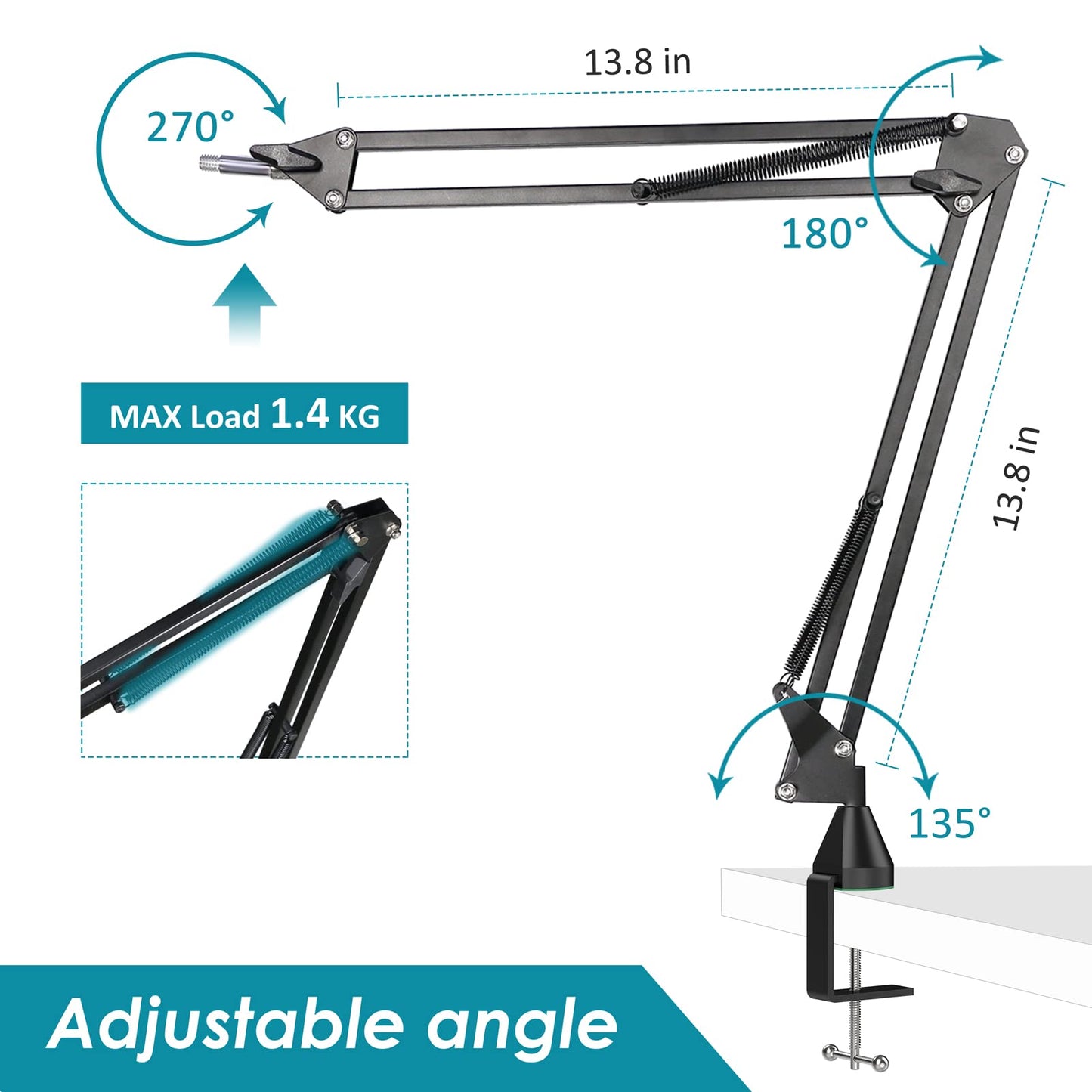 YOUSHARES microphone arm, microphone wall mount, metal table mounting clamp with pop filter for Shure MV7 microphone could allow for wall and table mounting.