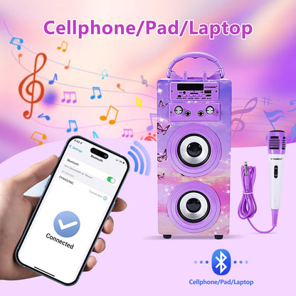 DYNASONIC 3rd Gen - Karaoke Microphone Toy, perfect for unique gifts for kids, girls, toys, karaoke microphone kids toy (025-18 Lights)