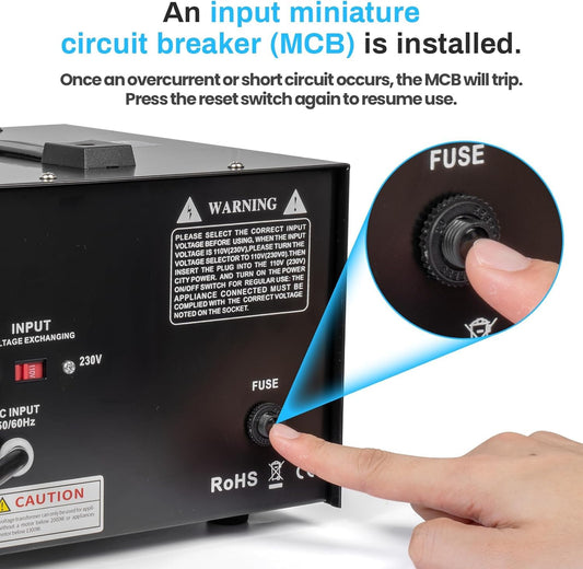 Anbull DT-3000W Voltage Converter Toroidal Transformer, Voltage Converter 110V to 230V, Step up down Converter, plug 230 to 110v, 50-60Hz