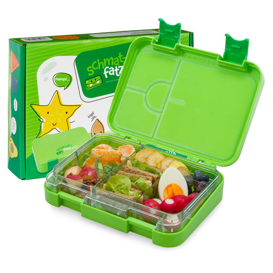 schmatzfatz Junior lunch box for kids with compartments, colorful, divided & leak-proof, BPA-free lunchbox for daycare, bento box, safe snack box