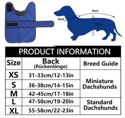 Geyecete - Warm winter coat for Dachshund dogs, dog winter jackets with plush lining, outdoor jackets with adjustable belt and harness hole, for medium and small Dachshunds - Blue - XL