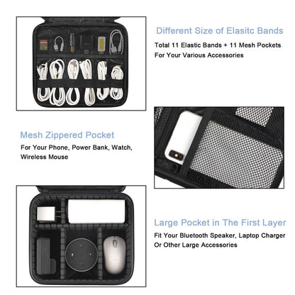 MATEIN Cable Bag Organizer, Cable Storage Travel 3-Layer Cable Organizer Cable Storage Cable Organizer Bag Charger Electronics Bag for Phone, Black