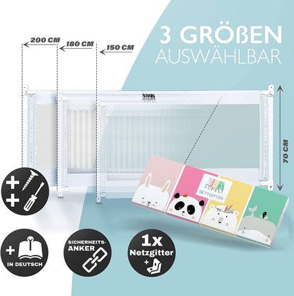 Kids Supply bed rail - Safe & height-adjustable bed guardrail [70-90cm] - Bed rail for children's bed & parents' bed [One side] (150 x 80 cm)