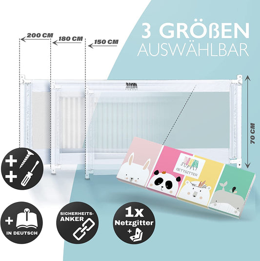 Kids Supply bed rail - Safe & height-adjustable bed guardrail [70-90cm] - Bed rail for children's bed & parents' bed [One side] (150 x 80 cm)