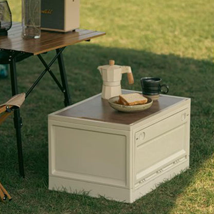 RMAN storage box with lid 38L camping cupboard foldable plastic storage container with lid storage crates cushion box as tabletop for outdoor camping car trunk - White