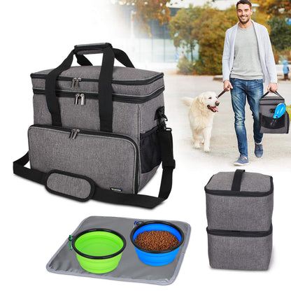 Teamoy travel bag for dog gear, perfect for carrying pet food, treats, toys, and other essentials. Great for travel, camping, or day trips. (Large, gray)
