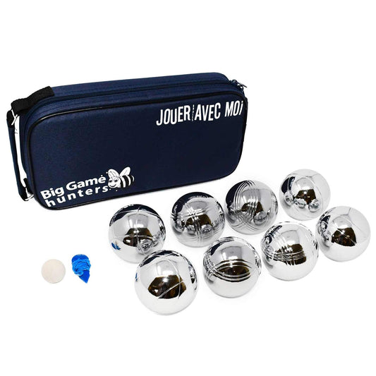 Big Game Hunters 8 Boules Set with rust protection and luxury canvas carry bag - Sturdy 8 Boules Set, Polished and Engraved Official Size.