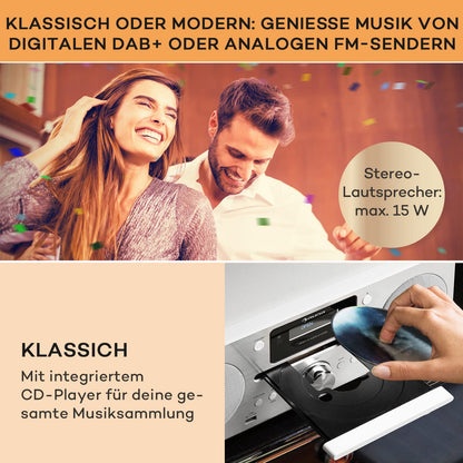 Auna portable radio with CD player, DAB Plus with Bluetooth, DAB/DAB+/FM, kitchen radio with LCD display, MP3, USB connection, compact digital radio with alarm clock & remote control.