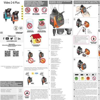 Claber Aquauno Video-2 Plus, Automatic one-way irrigation computer