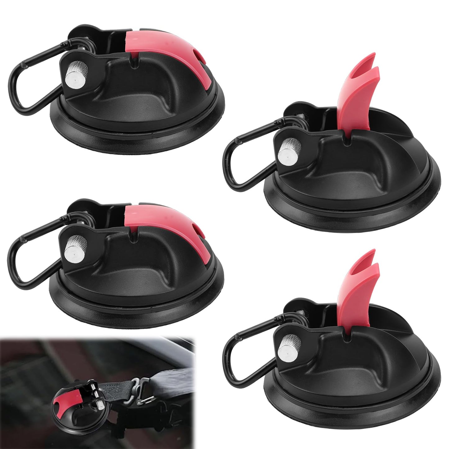 TYBYBB Suction Cup Hooks 4-Pack Camping Set, Extra Strong Suction Hooks, Suction Anchor, 35 KG Capacity, for Camping, Caravans, Awnings, RVs, Tiles, Cars, Glass