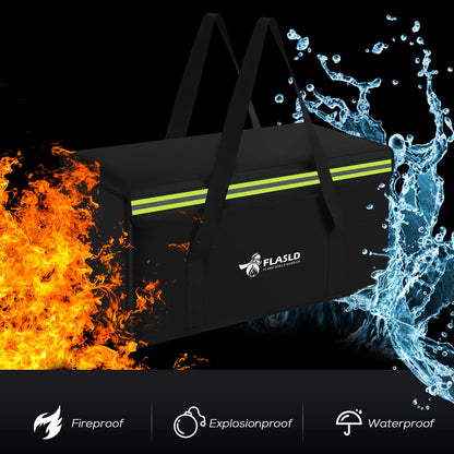 FLASLD Large fireproof Lipo bag for 200Ah lithium battery storage and charging, 560 x 230 x 245mm E-bike battery bag waterproof box for documents and valuables.