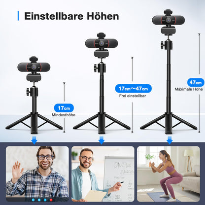 C960 4K Kit Webcam, UHD webcam with lens cover & dual microphone, PDAF autofocus, 73° streaming camera with automatic light correction, web cam PC for Zoom/Teams/YouTube, Linux, Win10, Mac OS