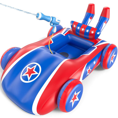 Sunrad Swim Ring for Kids with Water Gun, Inflatable Racing Car Boat Float, Swim Tube, Swim Aid Children Swim Seat for toddlers aged 3-10 years.