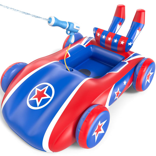 Sunrad Swim Ring for Kids with Water Gun, Inflatable Racing Car Boat Float, Swim Tube, Swim Aid Children Swim Seat for toddlers aged 3-10 years.