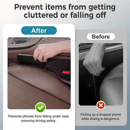 Car Seat Gap Filler, 2025 New Car Seat Storage Box, 1 Pair Universal Car Seat Gap Filler Organizer Storage Box Seat Gap Plug for Car SUV Truck (Black, 2PC)