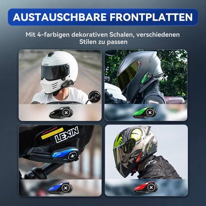LEXIN G2P Motorcycle Bluetooth Headset, Helmet Communication System for 2 up to 6 people within 1000m range, IP67 Waterproof Hands-Free calling with FM Radio, Single Pack.