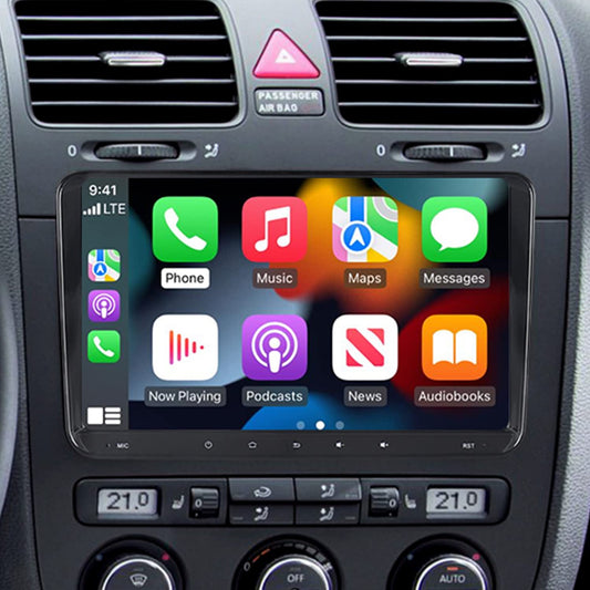 9" Android car radio navigation for VW Golf 5 6 V VI Passat B6 Polo T5, with 2+32GB, compatible with wireless Carplay Android Auto, with 1280x720p resolution, supports navigation DSP BT 5.1 RDS SWC.