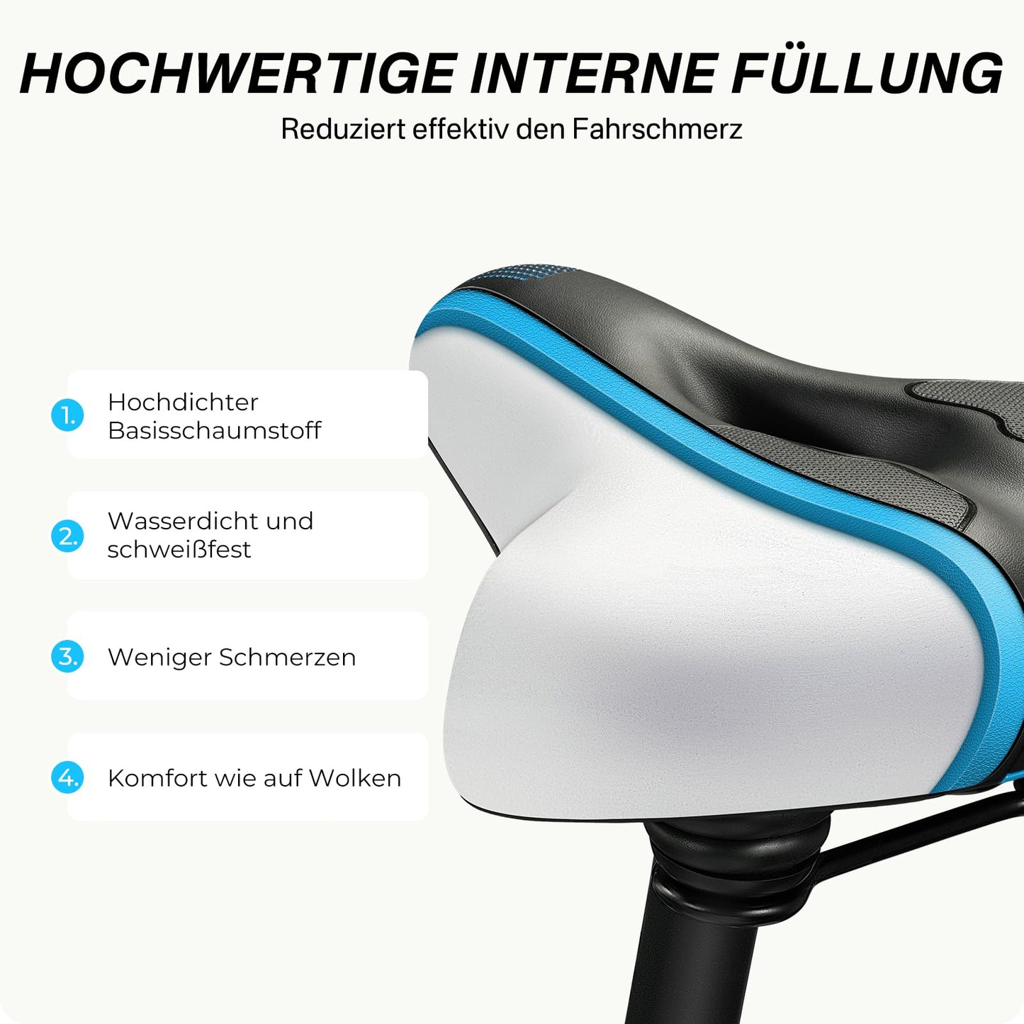 YOUNGDO bicycle saddle, gel bike seat, soft, comfortable, breathable, shock-absorbing, Ergonomic bike saddle with waterproof cover.