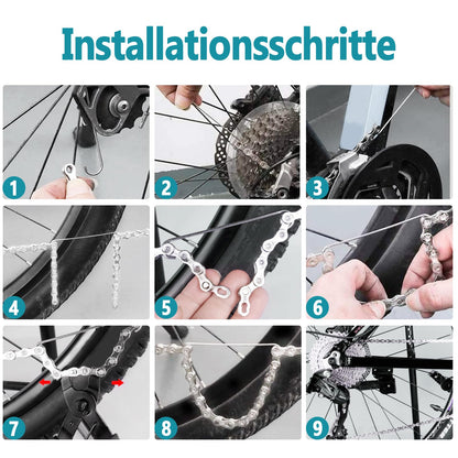 ROSE KULI Bike Chain - 6/7/8 Speed Bike Chain 1/2 x 3/32 Inch 116 Links, bike chain tool set with chain link pliers, chain breaker, and 4 pairs of chain links.