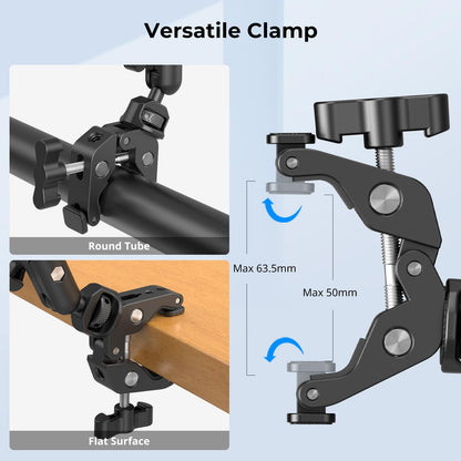 SMALLRIG 22" Magic Arm with Clamp, Flexible Camera Desk Mount & Clamp, Overhead Phone Holder, Articulating Arm with Friction Extension with 1/4" Thread, for light, webcam, microphone, action camera - 4766