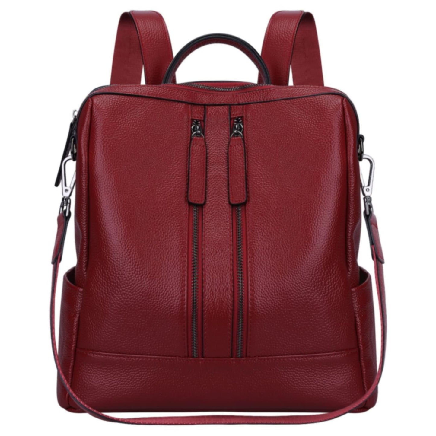 S-ZONE Women's 3-Way Backpack 2 in 1 Handbag as Leather Backpack Lightweight Soft Genuine Leather Small Casual Stylish Travel Backpack School Bag Backpack Daypack School Bag School Backpacks