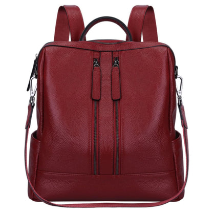 S-ZONE Women's 3-Way Backpack 2 in 1 Handbag as Leather Backpack Lightweight Soft Genuine Leather Small Casual Stylish Travel Backpack School Bag Backpack Daypack School Bag School Backpacks