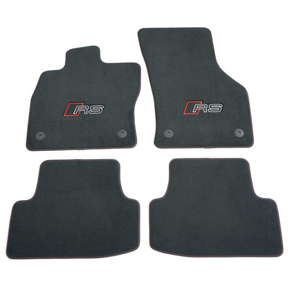 Audi 8Y1863011DRPP Premium Velour Floor Mats 4X Fabric Mats, with RS logo, black/red, Not for Mild-Hybrid (MHEV)