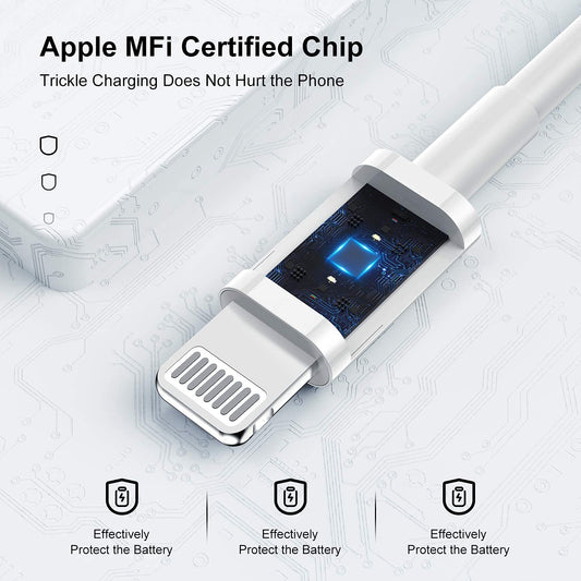 2-Pack iPhone Charging Cable Original USB Lightning Cable 1M, Apple MFi Certified Fast Charger Cable for iPhone 14/13 Pro/12/11/XS/XS Max/XR/X/8/7/6/SE/iPad-White