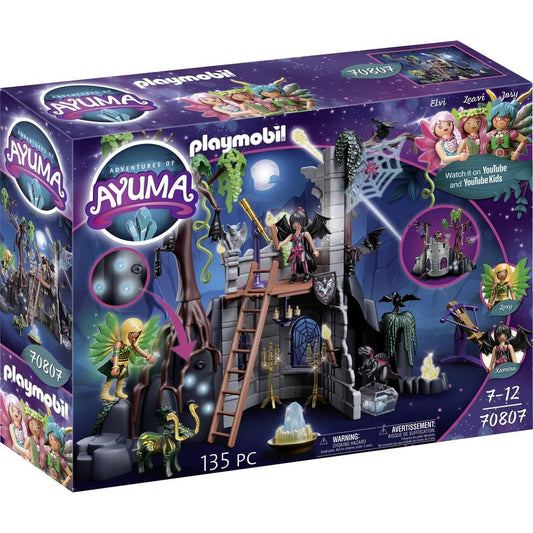 PLAYMOBIL Adventures of Ayuma 70807 Bat Fairies Ruin, with light effect, toy for kids aged 7 and up.