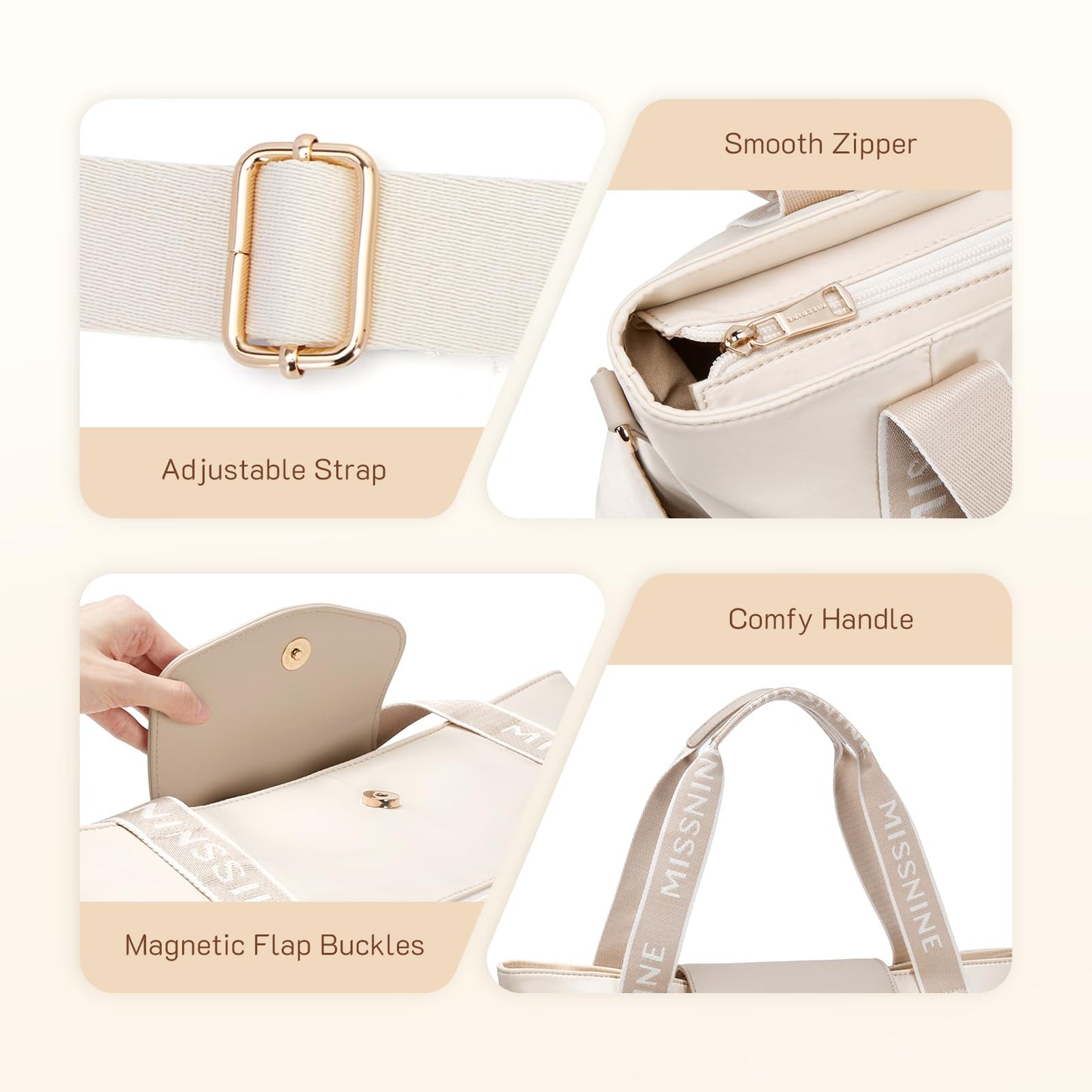Missnine handbag laptop bag women 15.6-inch laptop tote bag lightweight work bag shopper bag women large capacity computer bag office travel