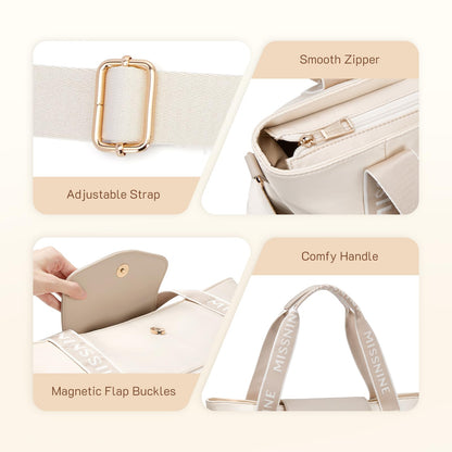 Missnine handbag laptop bag women 15.6-inch laptop tote bag lightweight work bag shopper bag women large capacity computer bag office travel
