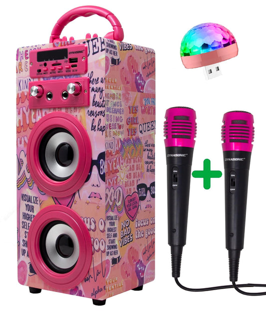 DYNASONIC 3rd Gen Karaoke Microphone Toy, perfect for unique gifts for children, girls, toys, karaoke microphone kids toy (025-20 Lights)