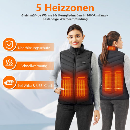 Mincoo Heated Vest for Women Electric USB Heated Vests with 5V 10000mAh Battery, Winter Warm Jacket Vest for Outdoor Activities Hiking Hunting (XXL)